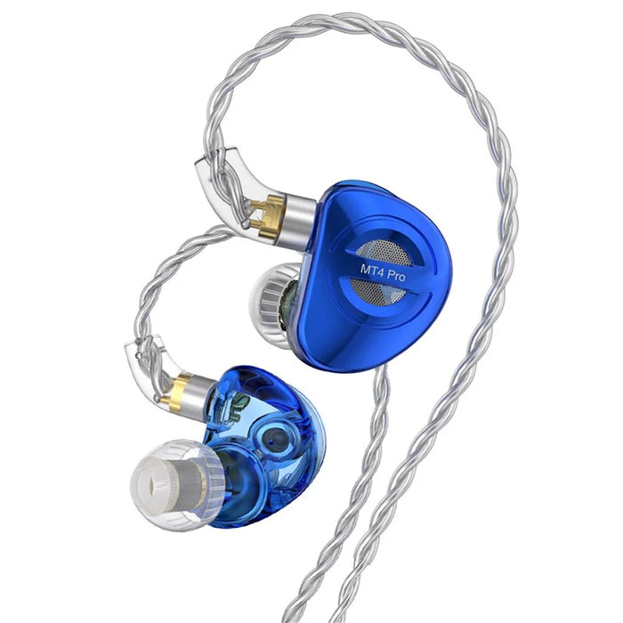 TRN MT4 PRO Detachable 3.5mm Wired In-Ear Earphone Dual Dynamic Driver HiFi Headset, without Mic - Blue - 1