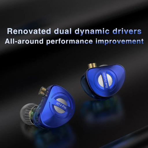 TRN MT4 PRO Detachable 3.5mm Wired In-Ear Earphone Dual Dynamic Driver HiFi Headset, without Mic - Blue - 2