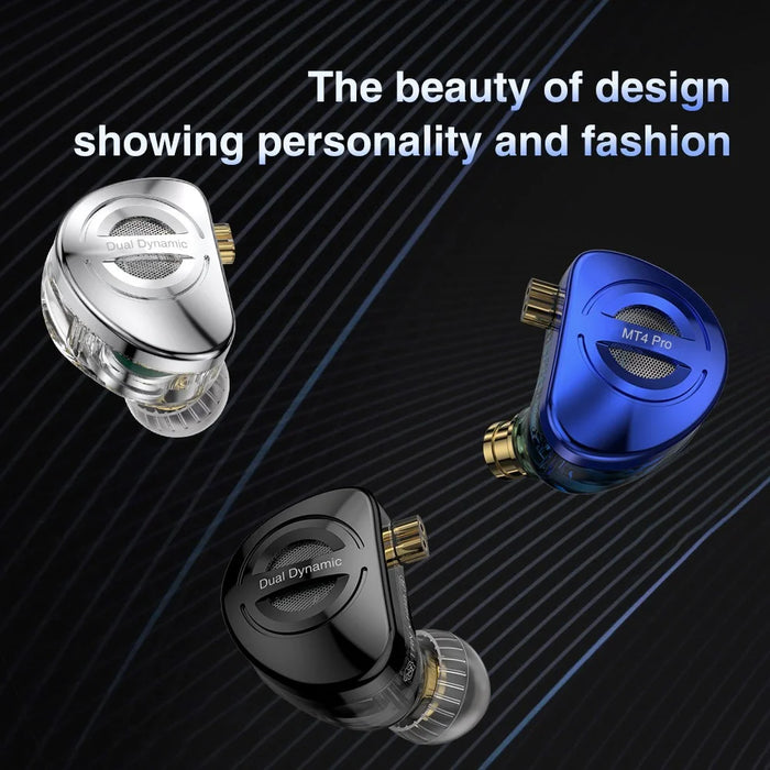 TRN MT4 PRO Detachable 3.5mm Wired In-Ear Earphone Dual Dynamic Driver HiFi Headset, without Mic - Blue - 7