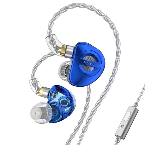 TRN MT4 PRO Detachable 3.5mm Wired In-Ear Earphone Dual Dynamic Driver HiFi Monitor Headphone with Mic - Blue - 1