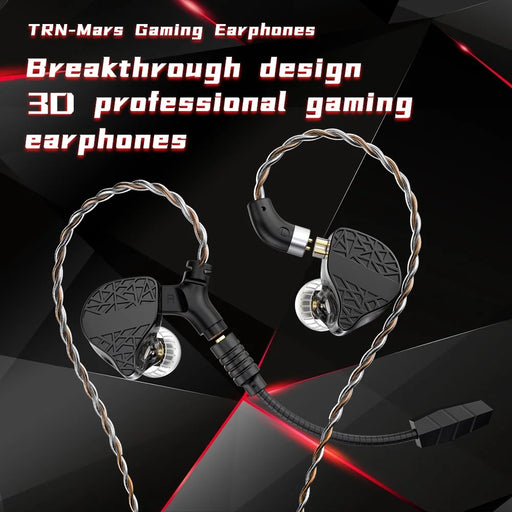 TRN Mars Detachable 3.5mm Wired In-Ear Earphone 3-Unit Vibration Gaming Headset with Mic, 2m - 2