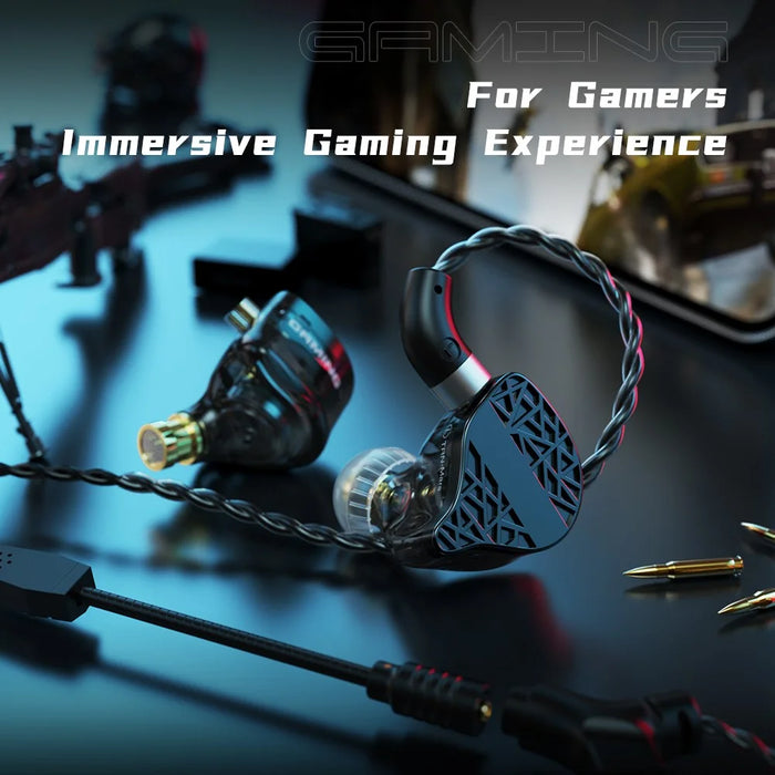 TRN Mars Detachable 3.5mm Wired In-Ear Earphone 3-Unit Vibration Gaming Headset with Mic, 2m - 4
