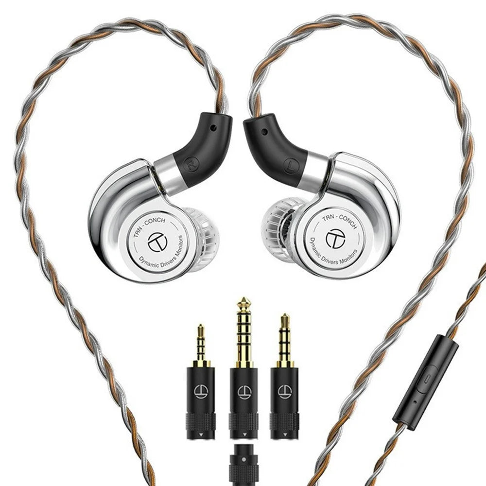 TRN Conch Earphone DLC Diamond Diaphragm Dynamic Driver In-Ear Monitor Tuning Headphones, with Mic - 1