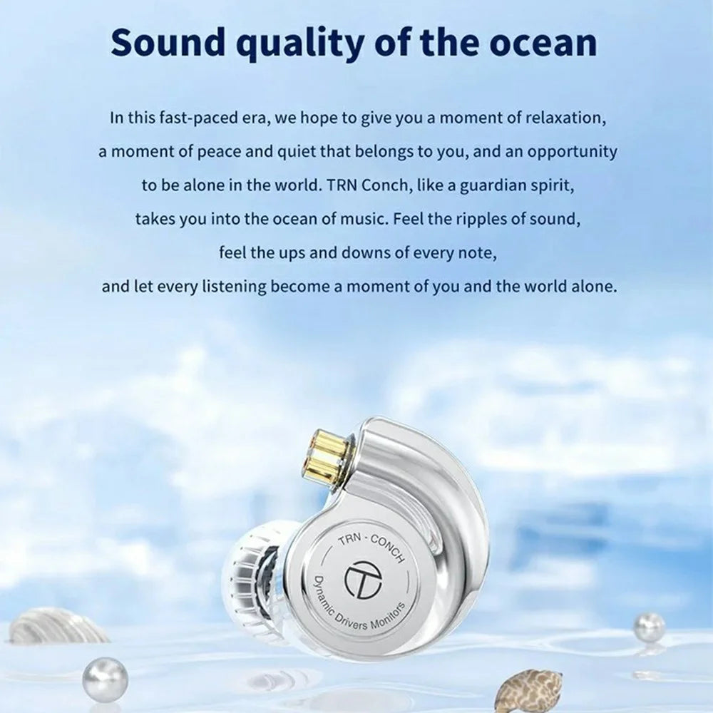 TRN Conch Earphone DLC Diamond Diaphragm Dynamic Driver In-Ear Monitor Tuning Headphones, with Mic - 2