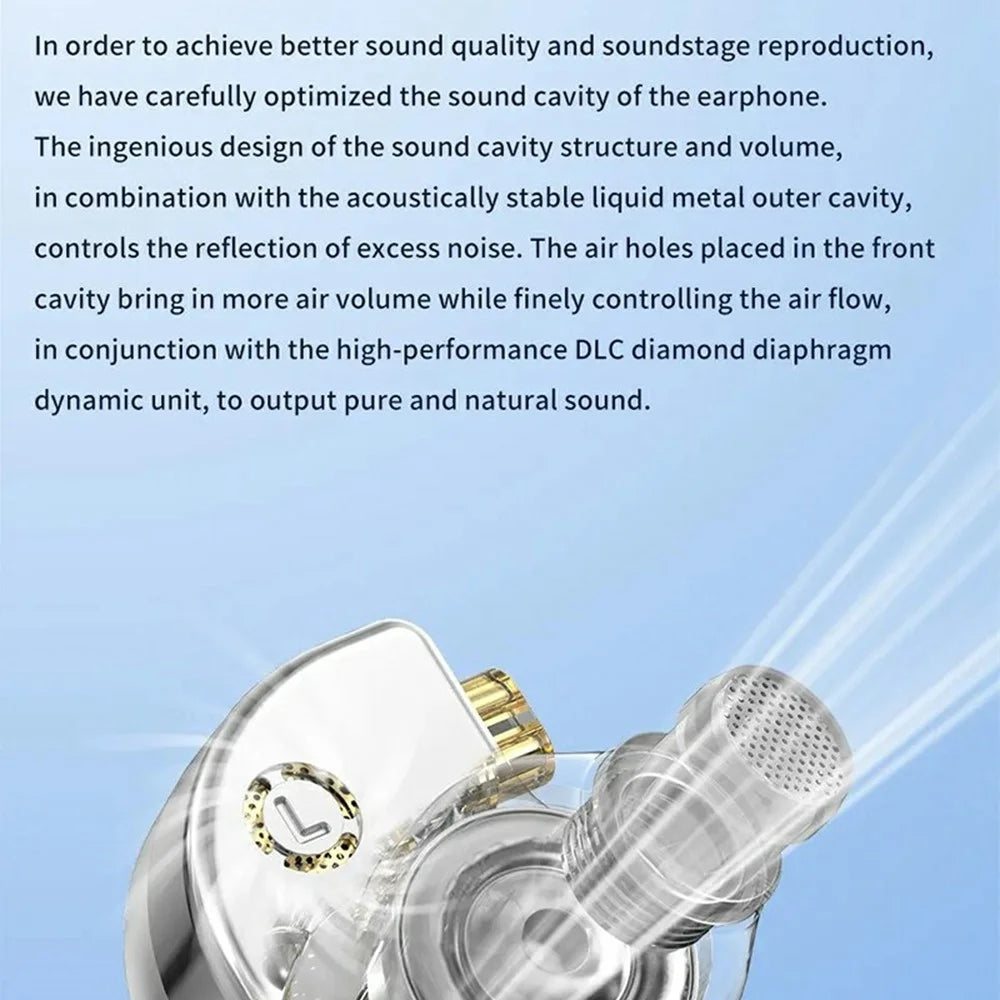 TRN Conch Earphone DLC Diamond Diaphragm Dynamic Driver In-Ear Monitor Tuning Headphones, with Mic - 4