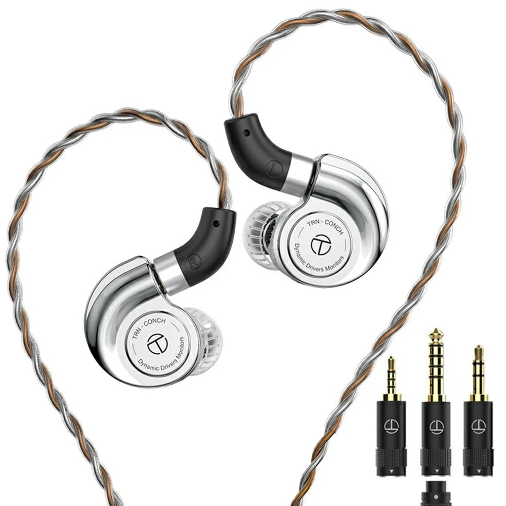 TRN Conch Earphone DLC Diamond Diaphragm Dynamic Driver In-Ear Monitor Tuning Headphones, No Mic - 1