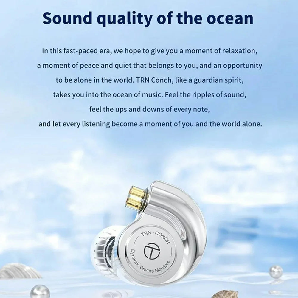 TRN Conch Earphone DLC Diamond Diaphragm Dynamic Driver In-Ear Monitor Tuning Headphones, No Mic - 2