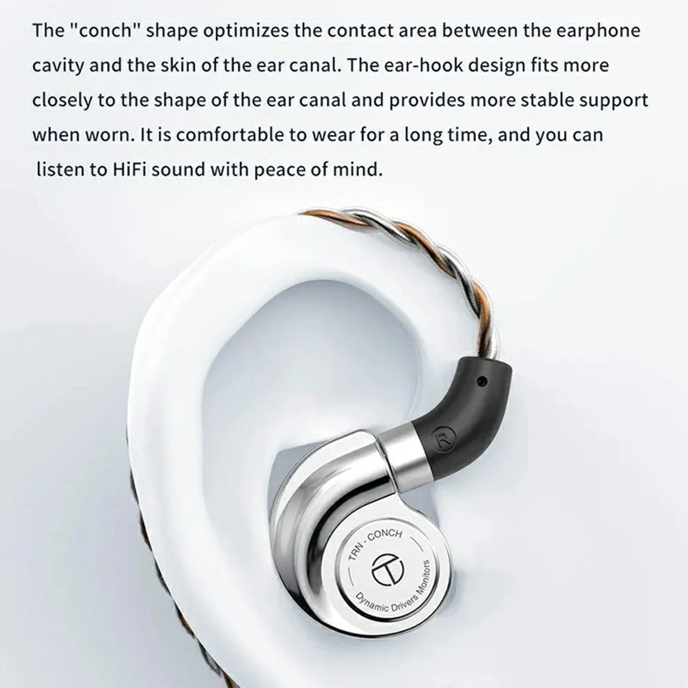 TRN Conch Earphone DLC Diamond Diaphragm Dynamic Driver In-Ear Monitor Tuning Headphones, No Mic - 6