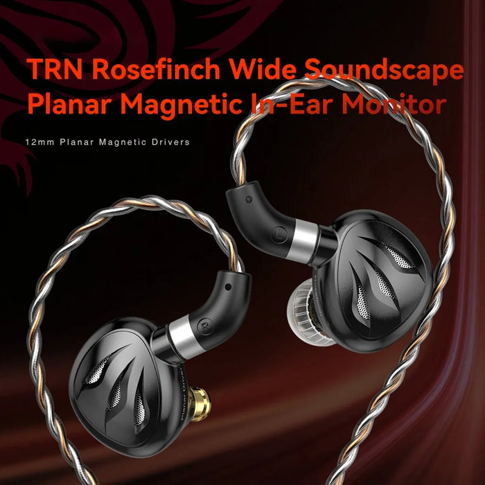 TRN Rosefinch Detachable 3.5mm Wired In-Ear HiFi Earphone 12mm Planar Magnetic Driver Headset - 3