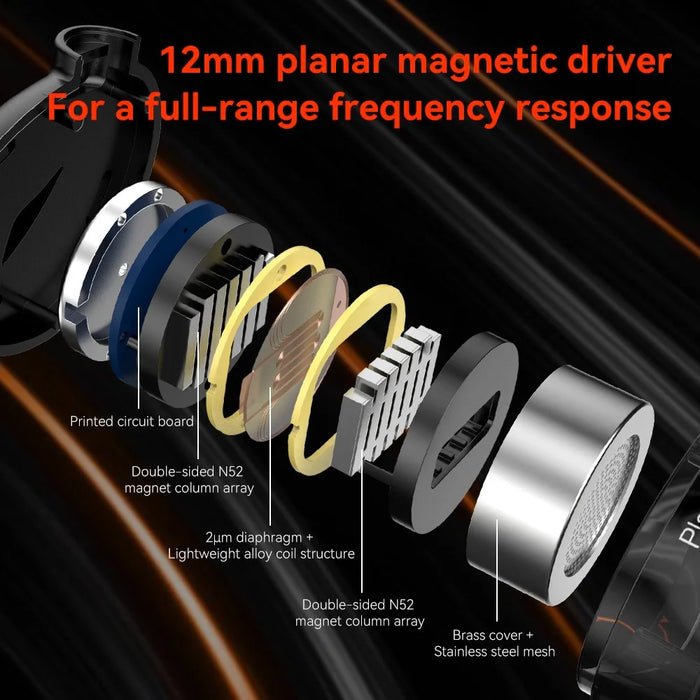TRN Rosefinch Detachable 3.5mm Wired In-Ear HiFi Earphone 12mm Planar Magnetic Driver Headset - 5