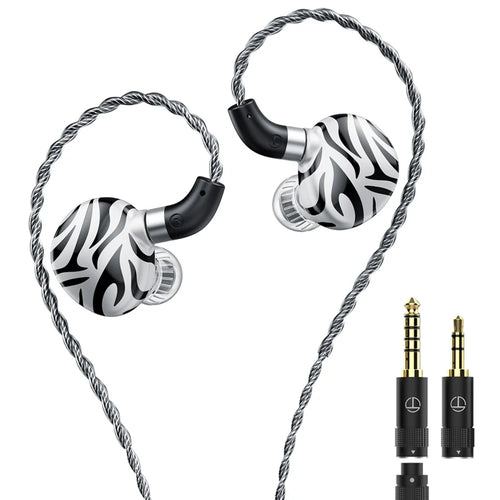 TRN White Tiger 3.5+4.4mm Wired In-Ear Earphone 6mm Planar Diaphragm HiFi Headset (Without Mic) - Black+White - 1