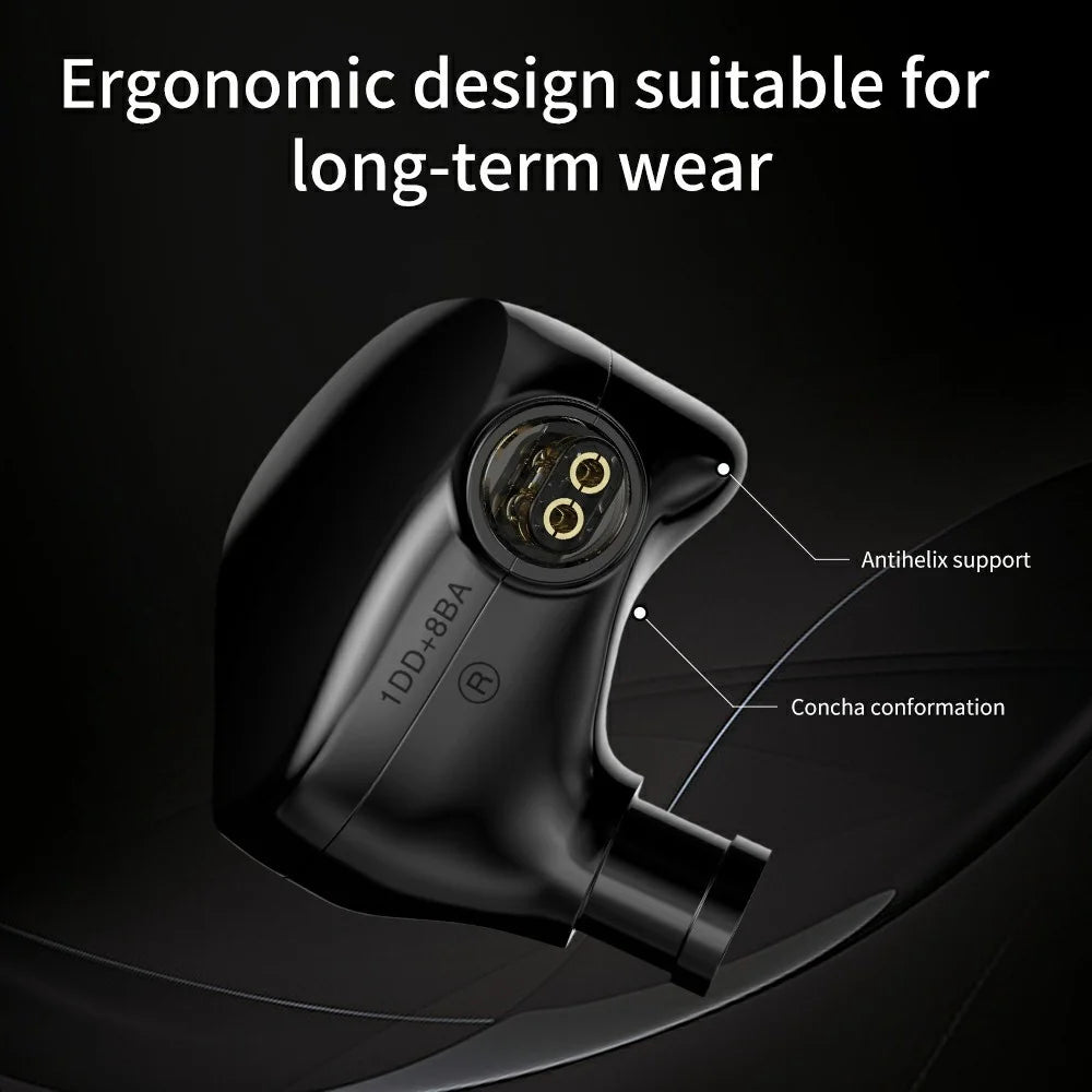 TRN VX Pro+ 3.5mm Detachable Wired In-Ear Earphone 9-Unit HiFi Music Headset without Mic - Black - 7