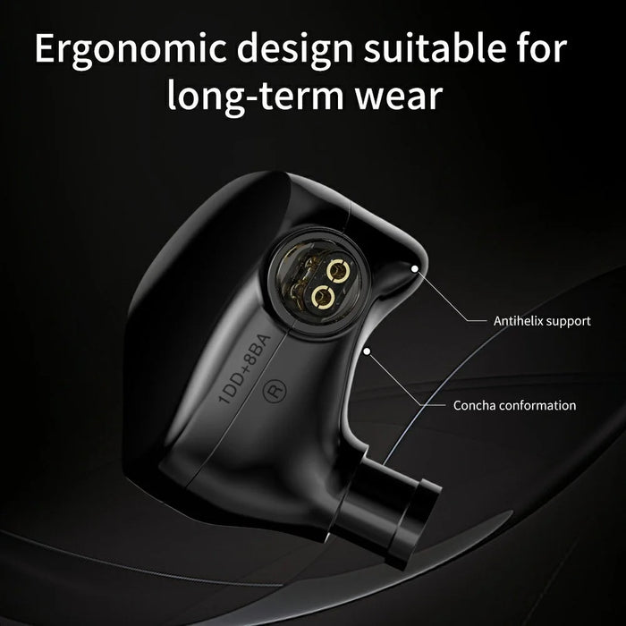 TRN VX Pro+ Type-C Detachable Wired In-Ear Earphone 9-Unit HiFi Music Headset with Mic - Black - 7