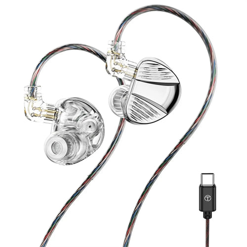 TRN V10 Pro Type-C Detachable Wired In-Ear Earphone HiFi Music Gaming Headset with Mic - Silver - 1