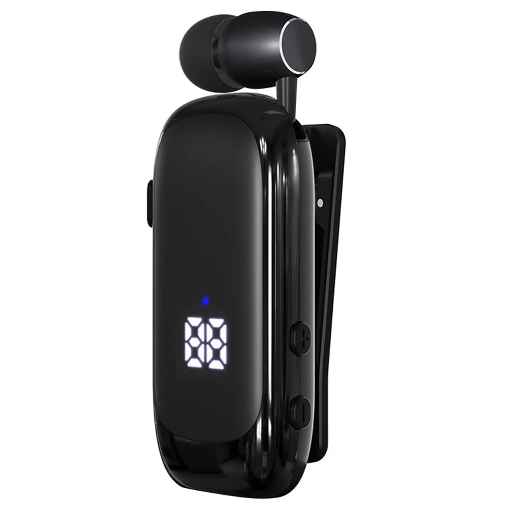 K88 Business Lavalier Headphones Retractable Sports Bluetooth-compatible Earphones with LED Display - Black - 1