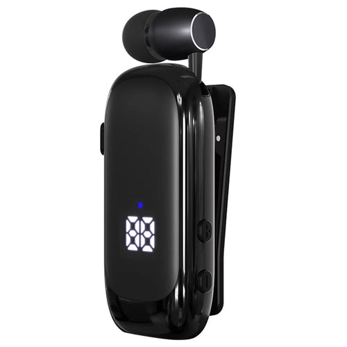 K88 Business Lavalier Headphones Retractable Sports Bluetooth-compatible Earphones with LED Display - Black - 1