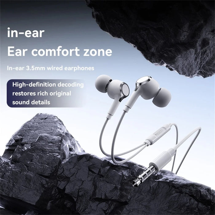 YESIDO YH53 3.5mm Wired Earphone Wire Control Phone Computer Music Gaming In-Ear Headset - Black - 3