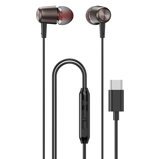 DUDAO X1ProT Type-C Wired In-Ear Earphones HiFi Sound Headphones for iPhone Huawei - Tarnish - 1