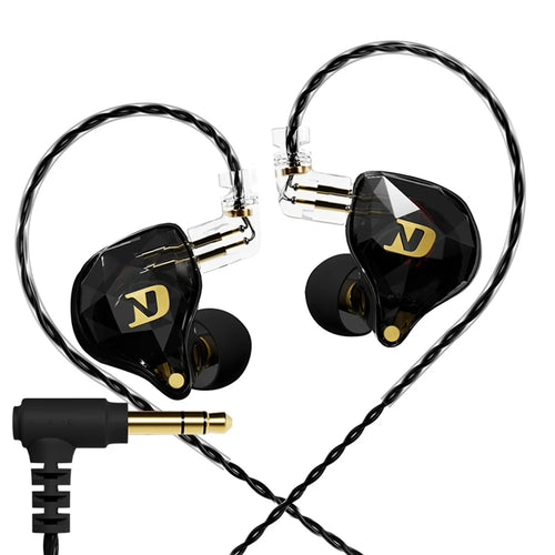 ND NX2 Wired Earphones Dynamic Drive Headphones HiFi Stereo Bass Earbud with Detachable Cable, No Mic - Black - 1