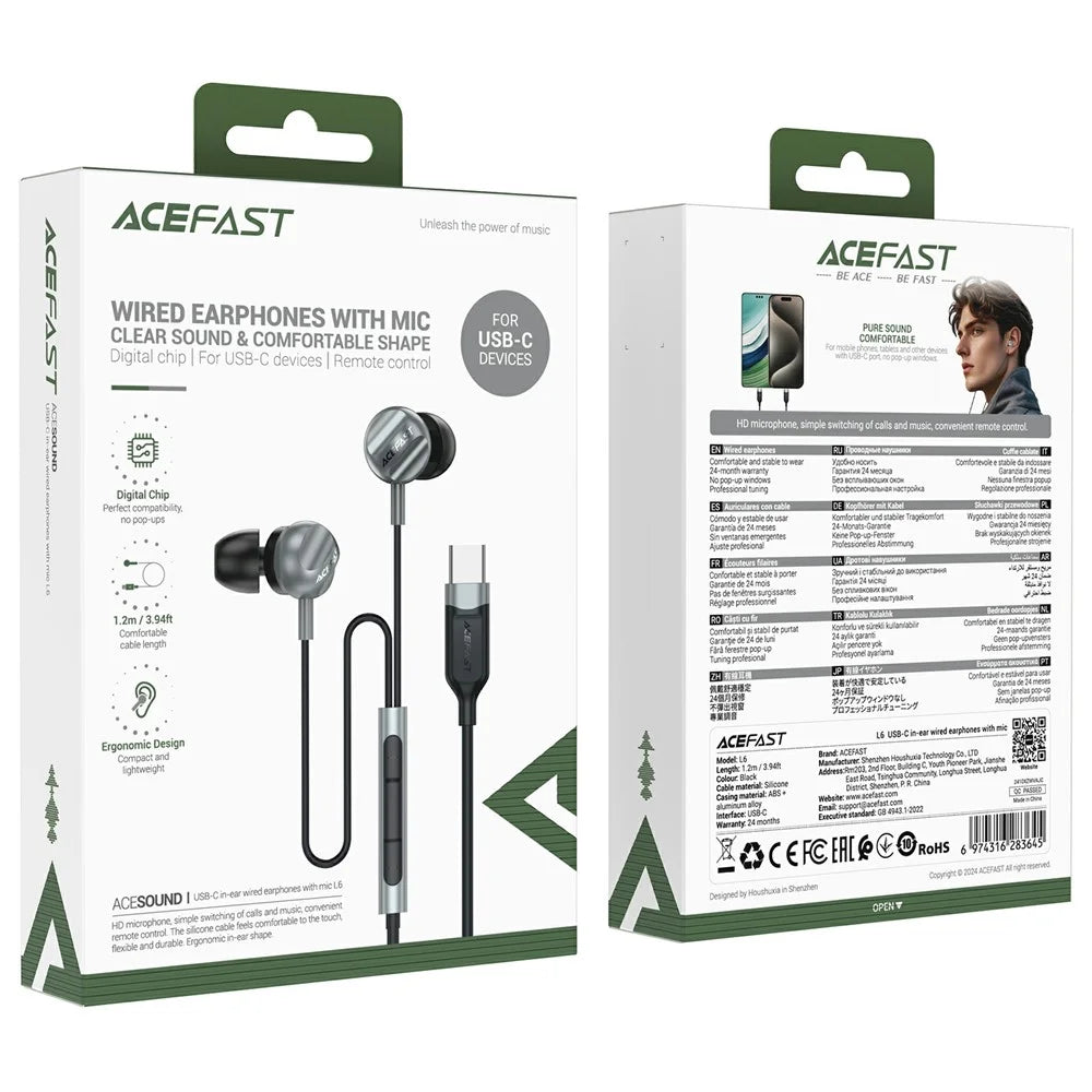 ACEFAST L6 USB-C Wired Earphone In-Ear Headphone with Mic for Phones and Tablets - 6