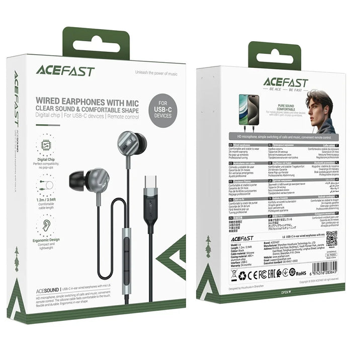 ACEFAST L6 USB-C Wired Earphone In-Ear Headphone with Mic for Phones and Tablets - 6