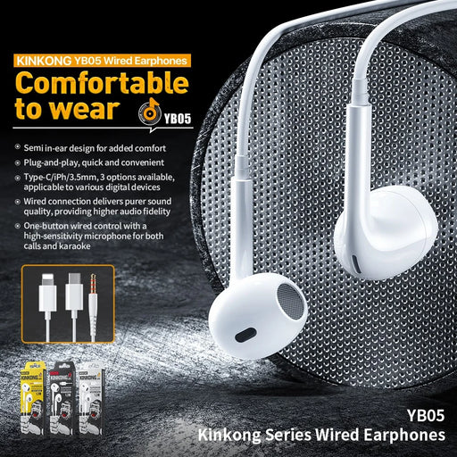 WEKOME YB05 Kinkong Series Type C Interface 1.2m Wired Earphones Semi In Ear Headphones - 2