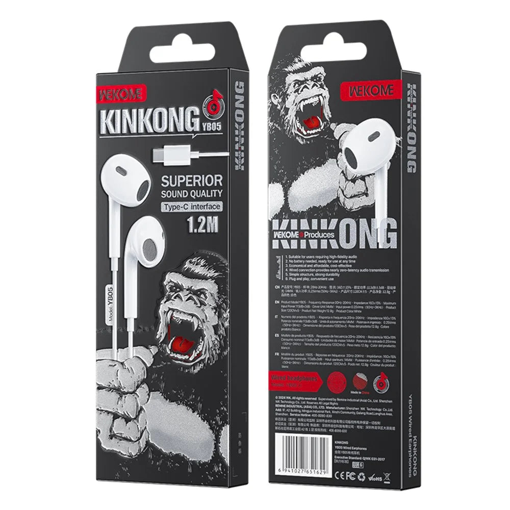 WEKOME YB05 Kinkong Series Type C Interface 1.2m Wired Earphones Semi In Ear Headphones - 5