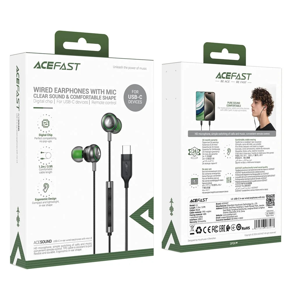 ACEFAST L5 USB-C Wired Earphone with Mic Clear Sound In Ear Headphone - 7