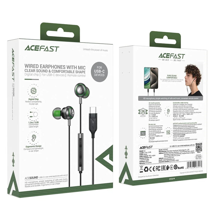 ACEFAST L5 USB-C Wired Earphone with Mic Clear Sound In Ear Headphone - 7