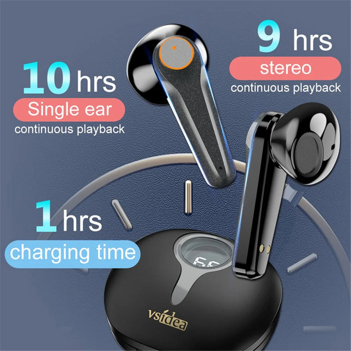 VSIDEA A15K Wireless Earbuds BT 5.4 Heavy Bass ENC Noise Cancelling IPX4 Waterproof TWS Headset - Black - 5