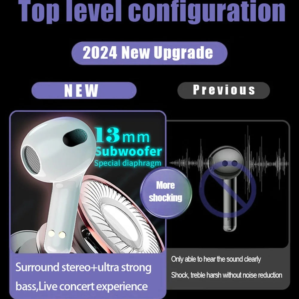 VSIDEA A56S Wireless Headphones BT Earbuds Bass Enhanced with Noise Cancellation Earphones - White - 3