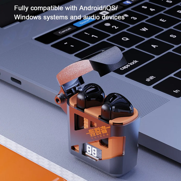 VSIDEA A88S Wireless Bluetooth-Compatible Earbuds Low Latency Deep Bass Semi In Ear Headphones - Orange - 3