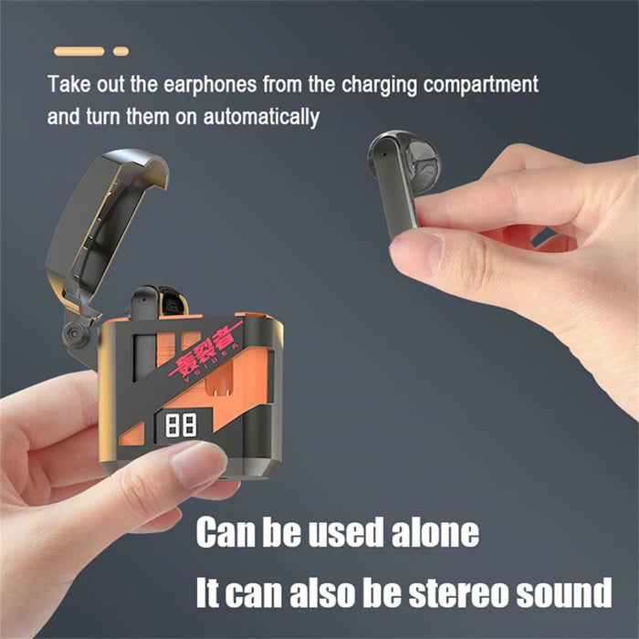 VSIDEA A88S Wireless Bluetooth-Compatible Earbuds Low Latency Deep Bass Semi In Ear Headphones - Orange - 5