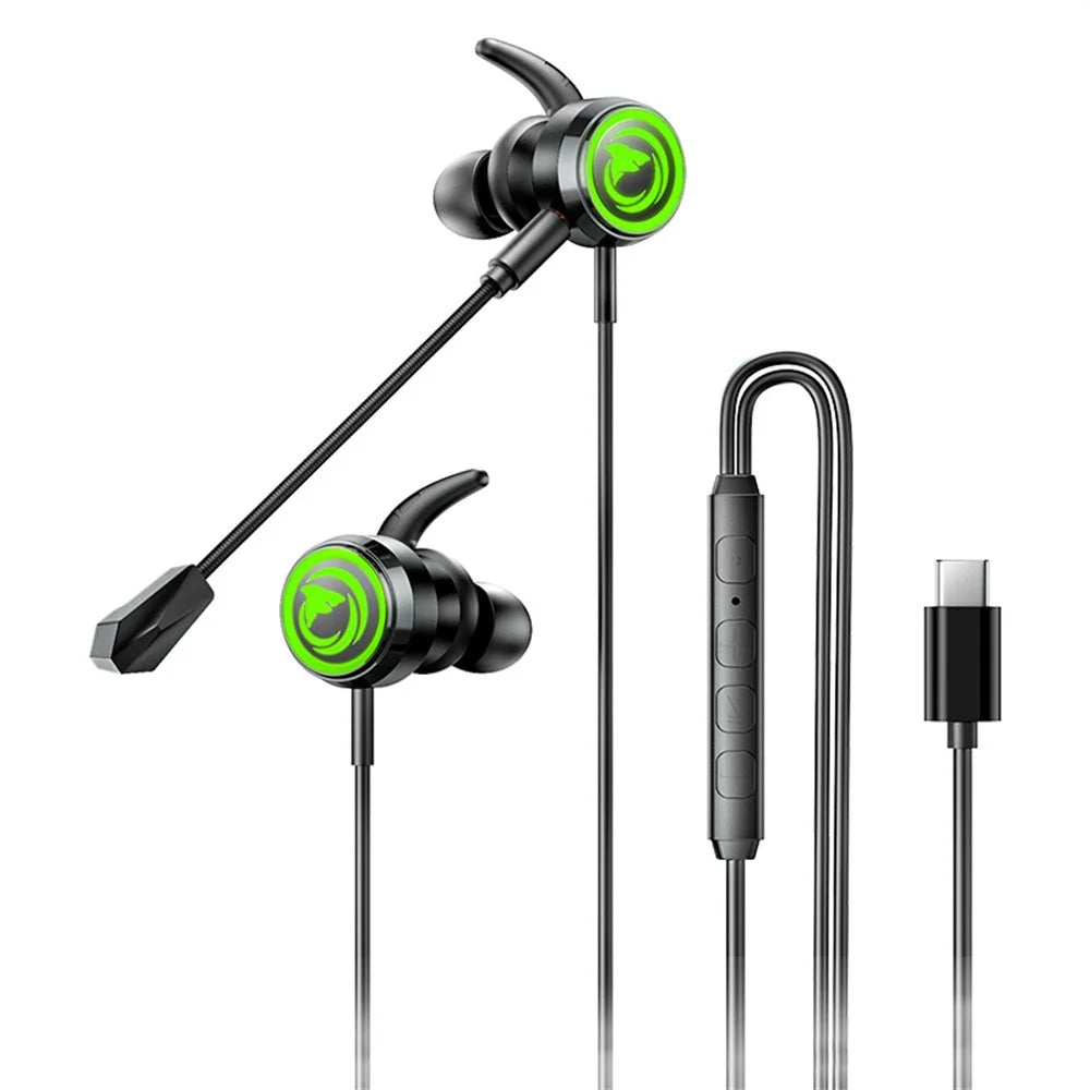 REMAX RM-709a Type-C Digital Gaming Wired Earphones In-Ear Headset with Detachable Mic  /  RGB Lighting - 1