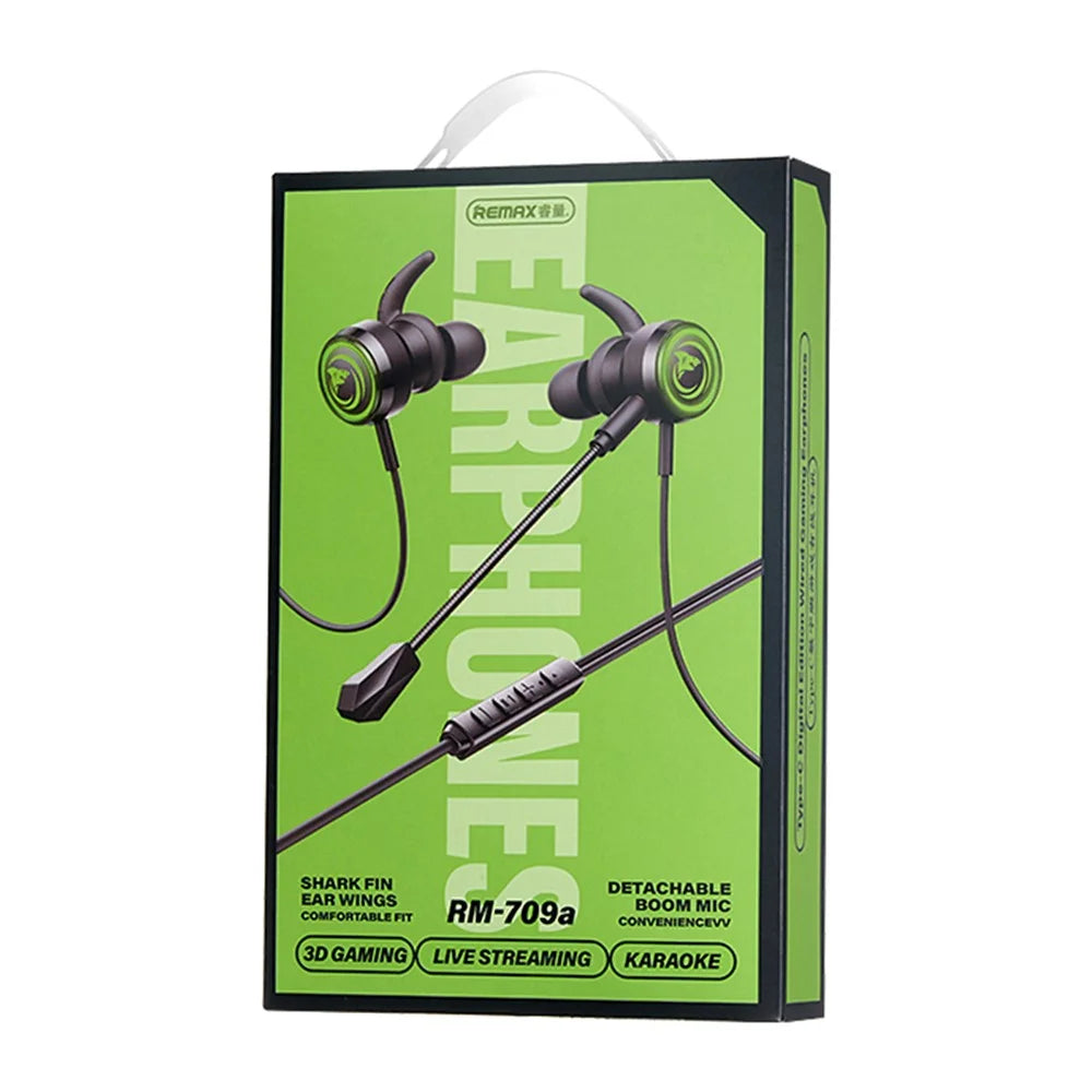 REMAX RM-709a Type-C Digital Gaming Wired Earphones In-Ear Headset with Detachable Mic  /  RGB Lighting - 4