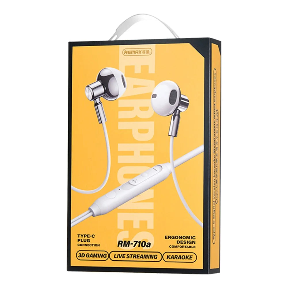 REMAX RM-710a Type-C Digital Wired Earphones Metal Music Headset with Microphone - 4