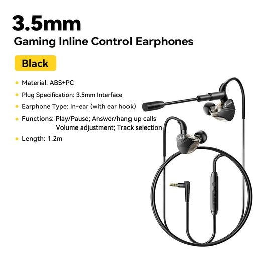 ESSAGER G62 Gaming Earphones 3.5mm Wired In-Ear Headphones with Microphone / Inline Controls - 2