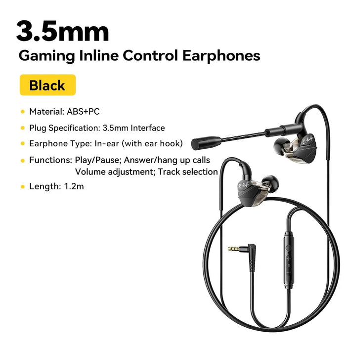 ESSAGER G62 Gaming Earphones 3.5mm Wired In-Ear Headphones with Microphone / Inline Controls - 2