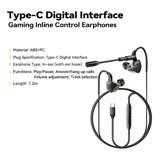 ESSAGER G62 Wired Gaming Earphones Type-C Digital Interface Game Headset with Microphone / Inline Control - 2