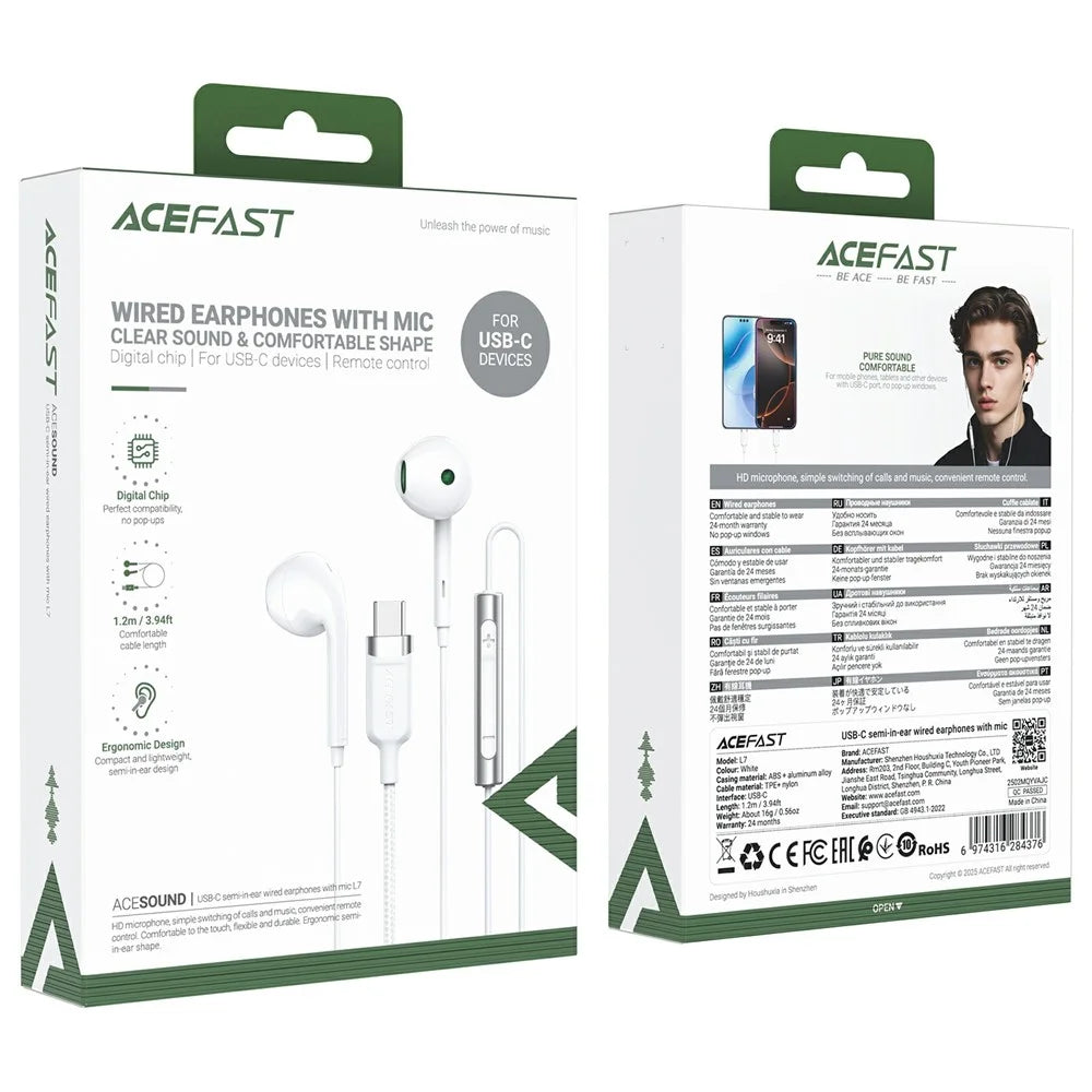 ACEFAST L7 USB-C Semi In-Ear Wired Earphones USB-C Headphones with Microphone for Mobile Phones / Tablets - 7