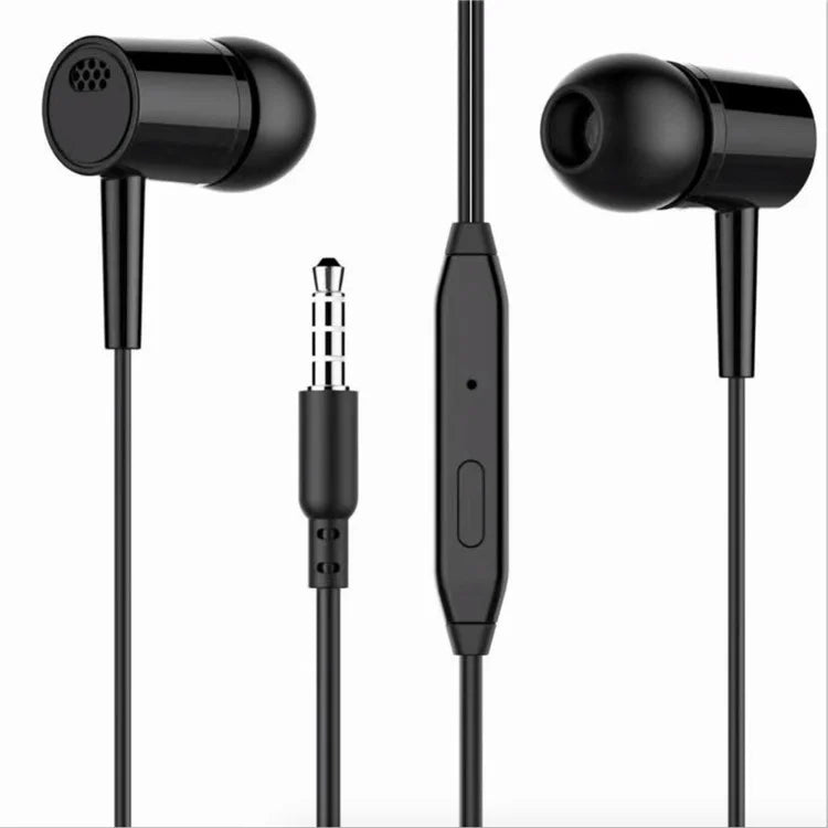 D21 In-ear with Microphone Corded Headset for Laptop PC iPad Mobile Phone - Black - 1