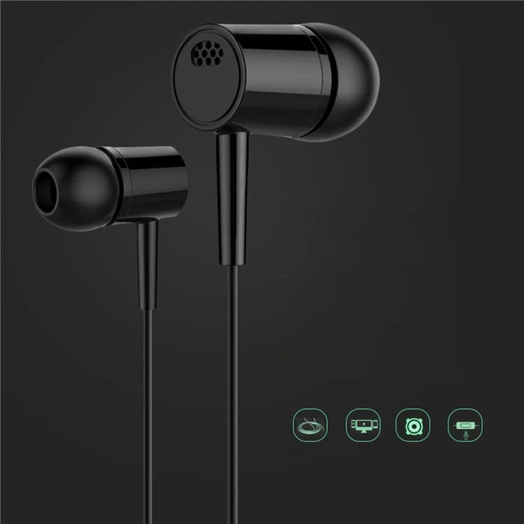 D21 In-ear with Microphone Corded Headset for Laptop PC iPad Mobile Phone - Black - 2