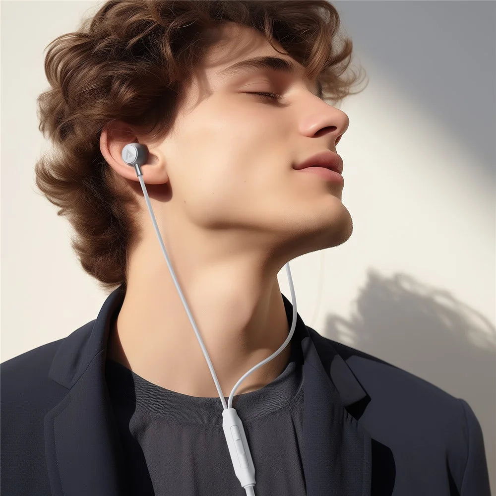 ACEFAST L8 For USB-C Devices In-Ear Wired Earphones With Mic Silicone Cable Tangle Free Headphones - Black - 4