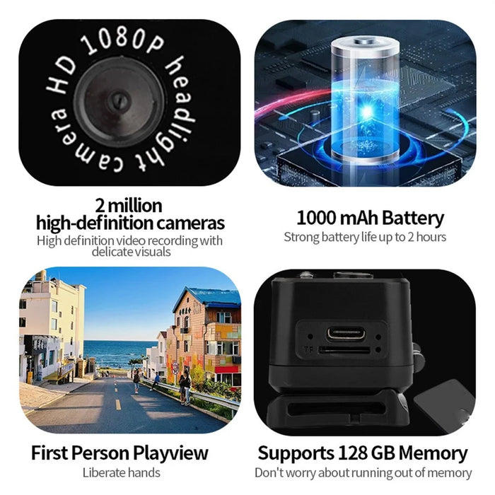 D7 Outdoor Portable HD Headlamp Camera 1080P Video Recording Smart Sensor LED Light with 32GB Card - 6