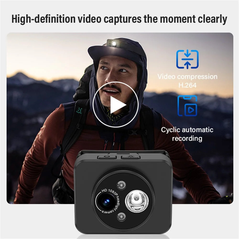 D8 Outdoor Portable HD Head Mounted Camera Sports 1080P Video Recording LED Headlight with 32GB Card - 5