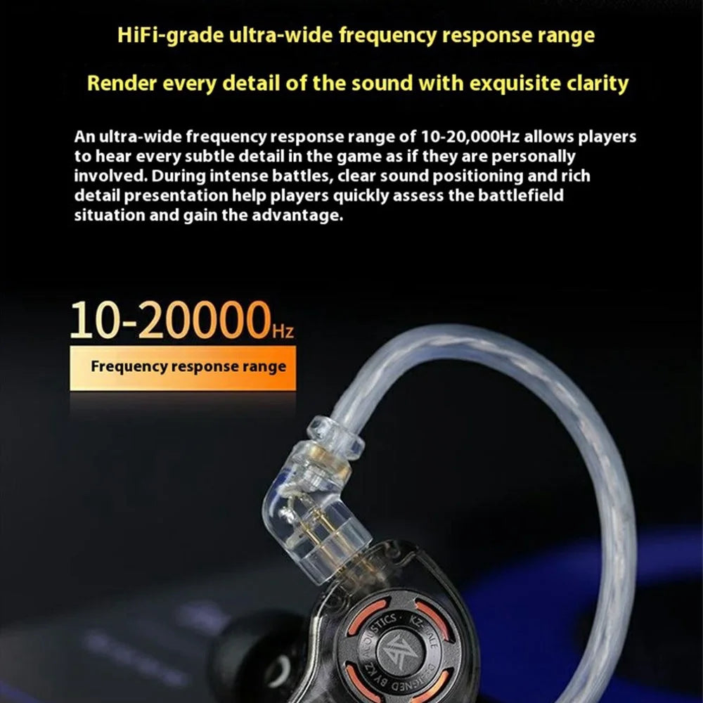 KZ Gale HiFi Gaming Earphones Dynamic Driver Audiophile Sound Quality In-Ear Headsets with Detachable Cable - without Microphone - 3