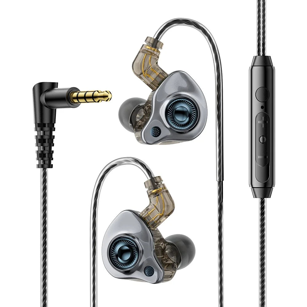 ESSAGER 3.5mm Detachable Wired Earphones In-Ear Gaming Headphones Built-in Microphone, 1.2m - Black - 3