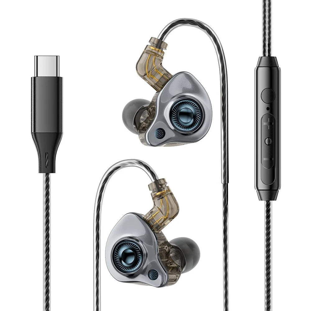 ESSAGER Type C Detachable Wired Earphones In-Ear Gaming Headphones Built-in Microphone, 1.2m - Black - 3