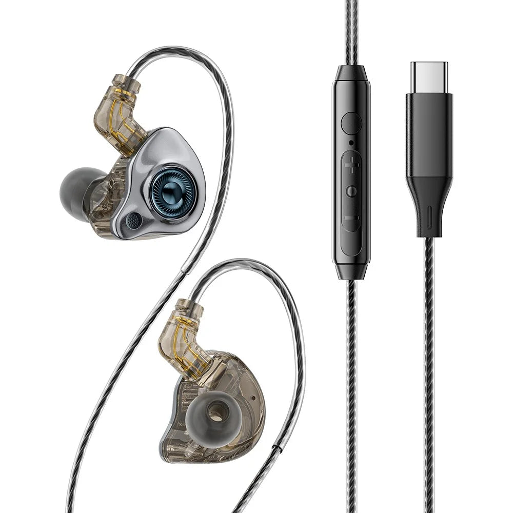ESSAGER Type C Detachable Wired Earphones In-Ear Gaming Headphones Built-in Microphone, 1.2m - Black - 4