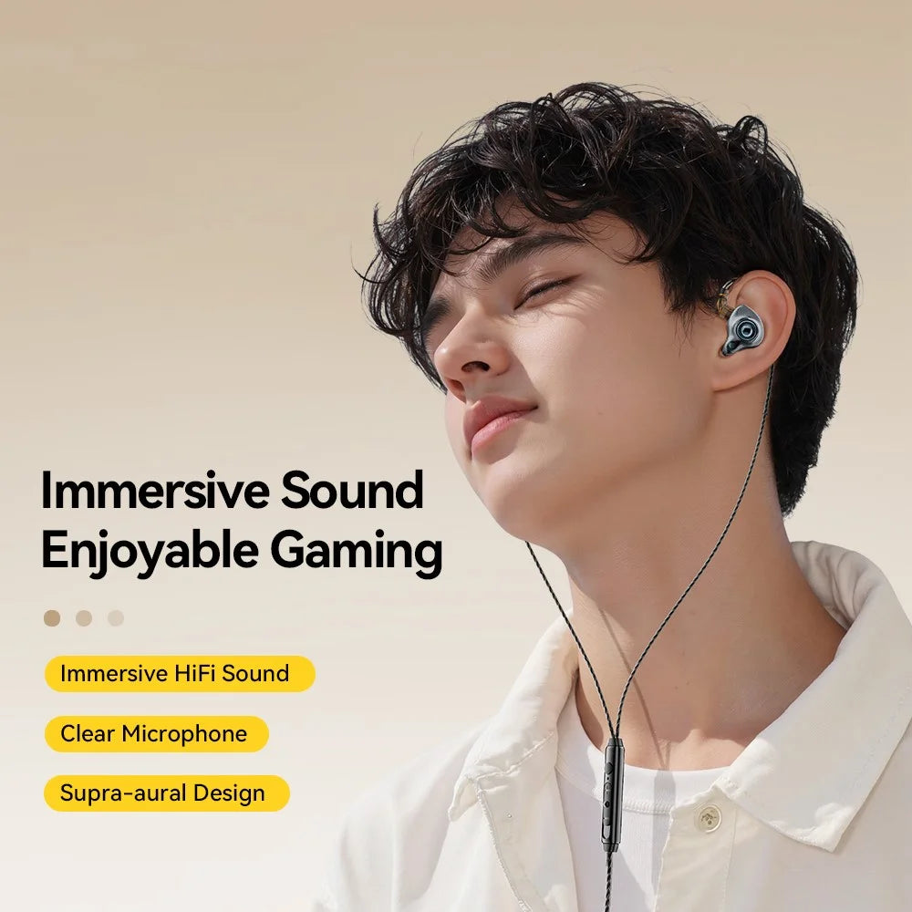 ESSAGER Type C Detachable Wired Earphones In-Ear Gaming Headphones Built-in Microphone, 1.2m - Black - 6
